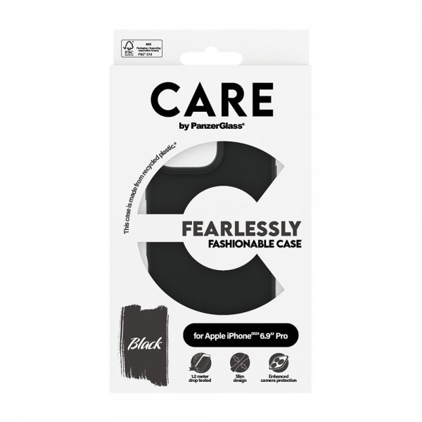 CARE by PanzerGlass iPhone 16 Pro Max Deksel Fashionable Svart