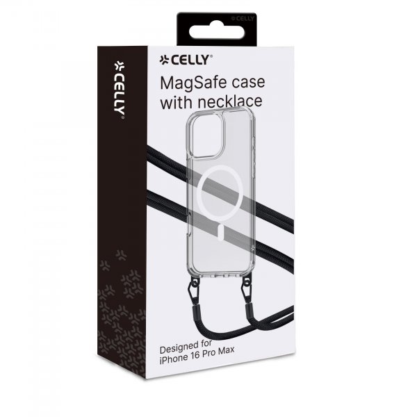 Celly iPhone 16 Pro Max Deksel Freedom Necklace MagSafe Transparent