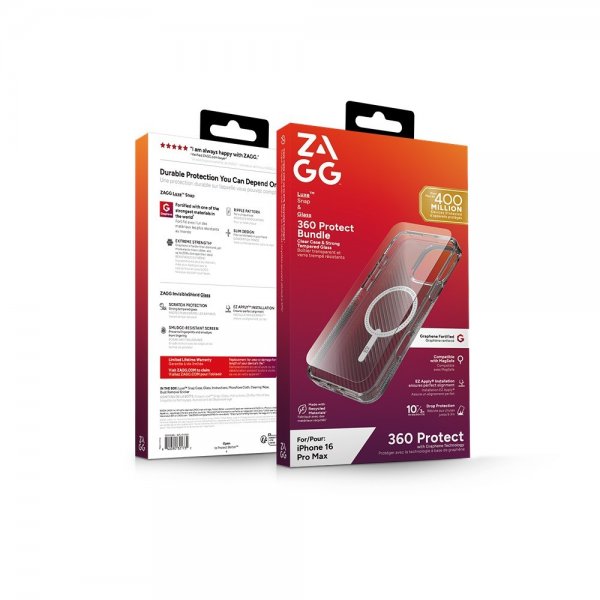 Zagg iPhone 16 Pro Max Deksel med Skjermbeskytter Luxe Snap & Glass