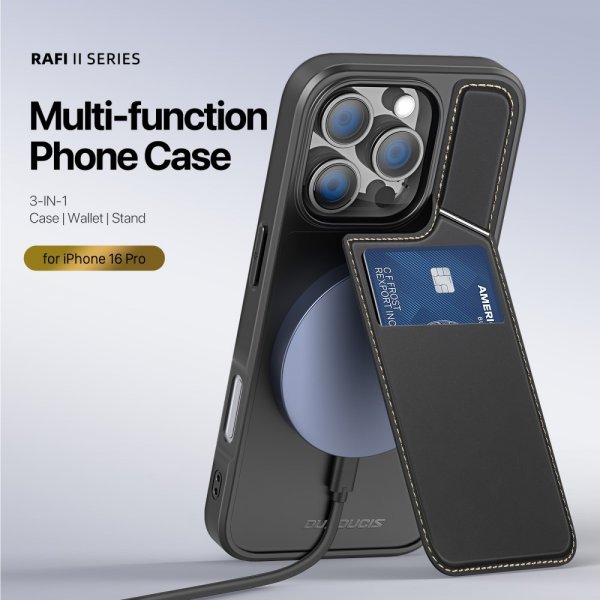 Dux Ducis iPhone 16 Pro Max Deksel Rafi II Series MagSafe Svart
