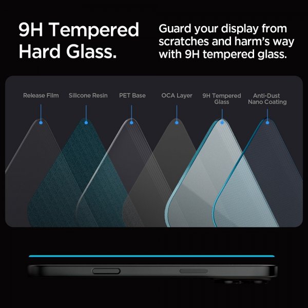 Spigen iPhone 16 Pro Max/iPhone 17 Pro Max Skjermbeskytter GLAS.tR EZ Fit 2-pakning