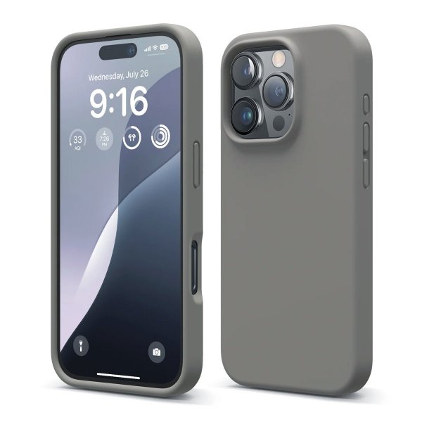Rvelon iPhone 16 Pro Deksel Silikon Grå