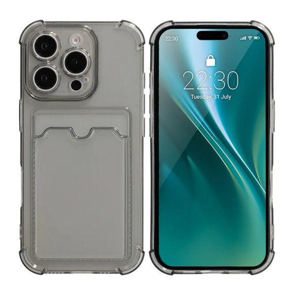 iPhone 16 Pro Deksel Kortholder Støtsikker Svart