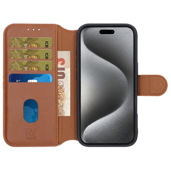 Rvelon iPhone 16 Pro Etui 4 Kortlomme MagSafe Brun