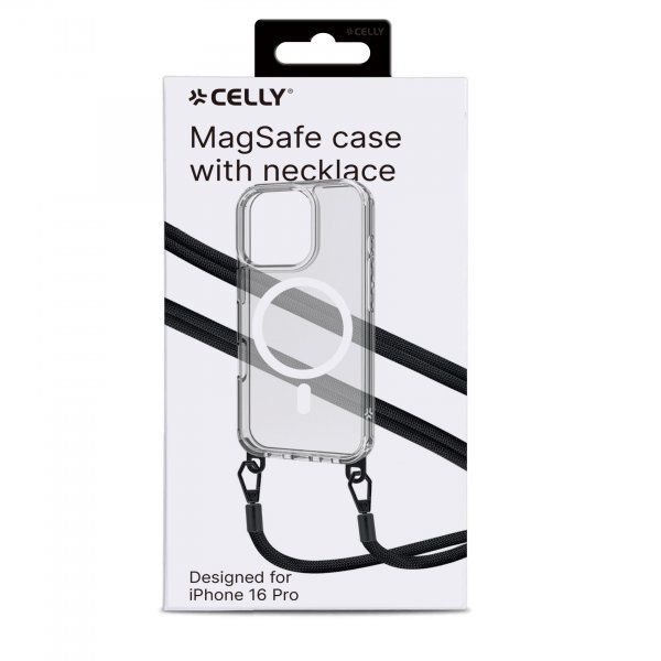 Celly iPhone 16 Pro Deksel Freedom Necklace MagSafe Transparent