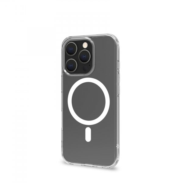 Celly iPhone 16 Pro Deksel GELSKINMAG MagSafe Klar Hvit