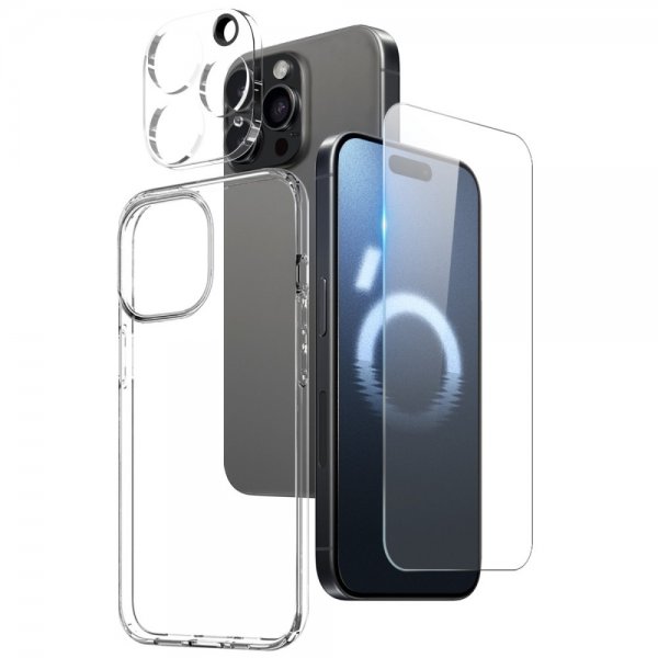 Northjo iPhone 16 Pro Deksel med Skjermbeskytter og Kamerabeskytter 3-i-1