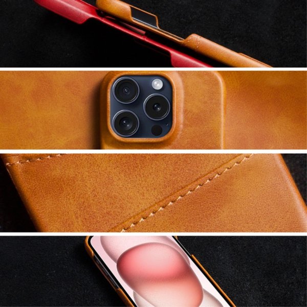 iPhone 16 Pro Deksel med To Kortlommer Lysebrun