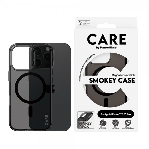CARE by PanzerGlass iPhone 16 Pro Deksel Smokey MagSafe Svart