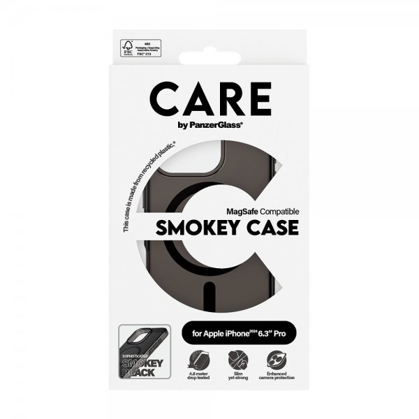 CARE by PanzerGlass iPhone 16 Pro Deksel Smokey MagSafe Svart