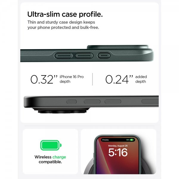 Spigen iPhone 16 Pro Deksel Thin Fit MagFit Abyss Green