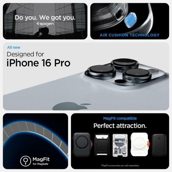 Spigen iPhone 16 Pro Deksel Ultra Hybrid Zero One MagFit Natural Titanium
