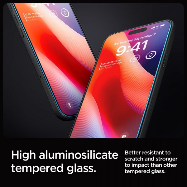 Spigen iPhone 16 Pro/iPhone 17/17 Pro Skjermbeskytter GLAS.tR EZ Fit 2-pakning
