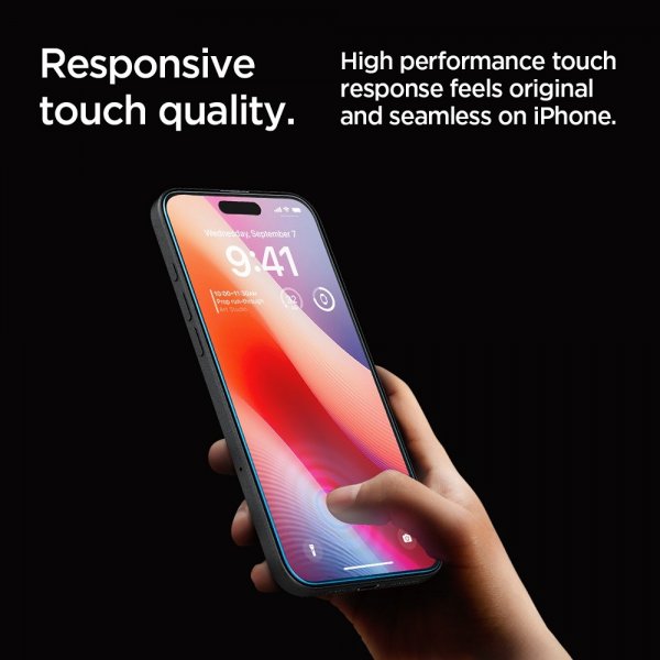 Spigen iPhone 16 Pro/iPhone 17/17 Pro Skjermbeskytter GLAS.tR EZ Fit 2-pakning
