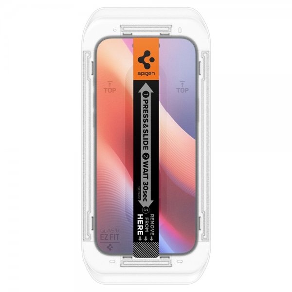 Spigen iPhone 16 Pro/iPhone 17/17 Pro Skjermbeskytter GLAS.tR EZ Fit 2-pakning