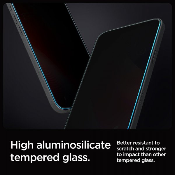 Spigen iPhone 16 Pro/iPhone 17/17 Pro Skjermbeskytter GLAS.tR EZ Fit Privacy 2-pakning