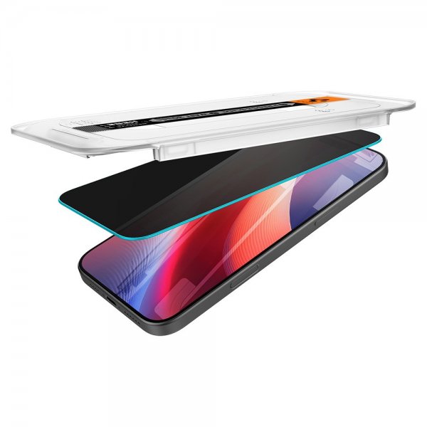 Spigen iPhone 16 Pro/iPhone 17/17 Pro Skjermbeskytter GLAS.tR EZ Fit Privacy 2-pakning