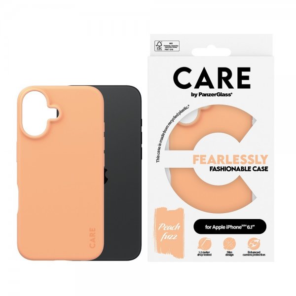 CARE by PanzerGlass iPhone 16 Deksel Fashionable Peachy