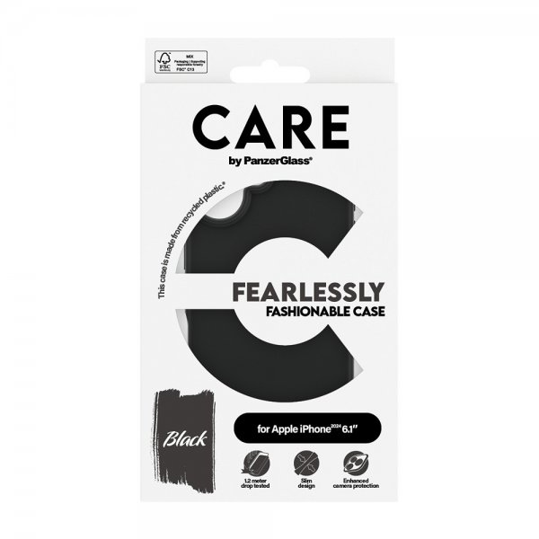 CARE by PanzerGlass iPhone 16 Deksel Fashionable Svart