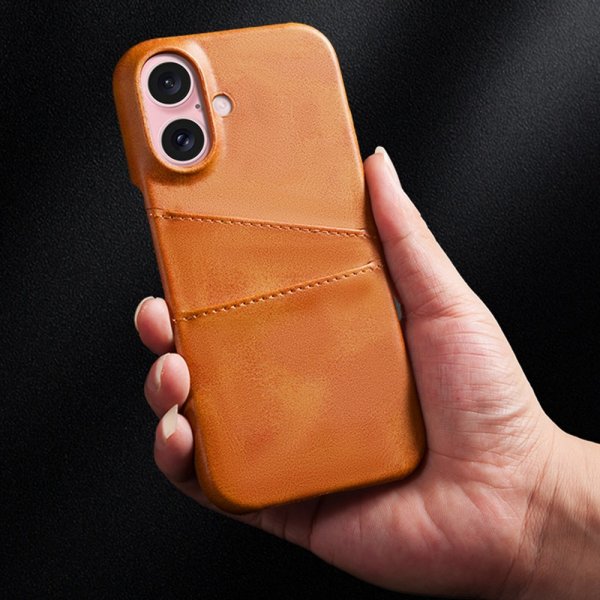 iPhone 16 Deksel med To Kortlommer Lysebrun