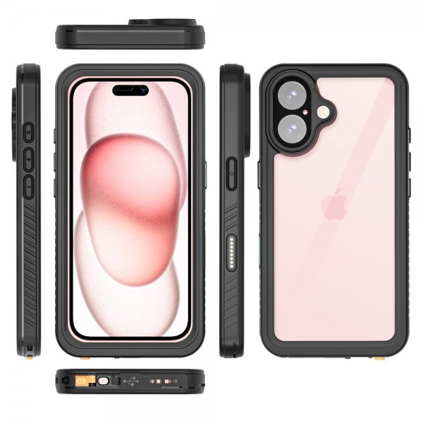 Redpepper iPhone 16 Deksel Vanntett IP68 Svart