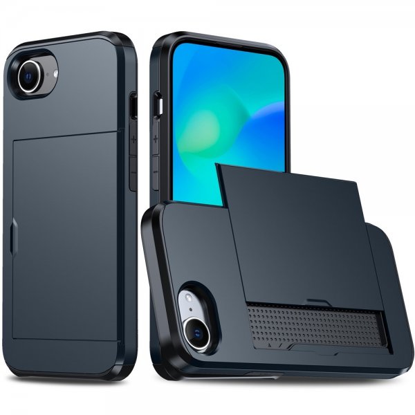 iPhone 16e/17e Deksel Card Slide Blå