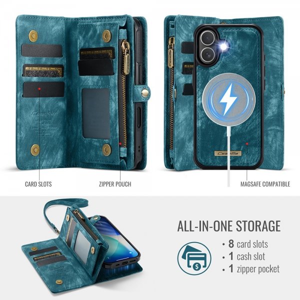 CaseMe iPhone 17 Etui 008 Series Avtakbart Deksel Blå
