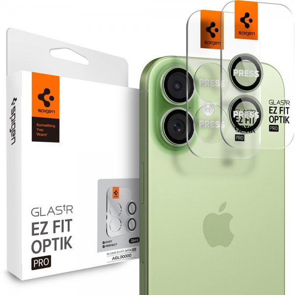 Spigen iPhone 17 Kamerabeskytter GLAS.tR EZ Fit Optik Pro 2-pakning Grønn