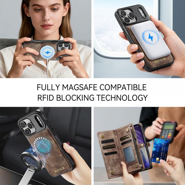 CaseMe iPhone 17 Pro Etui 008 Series Avtakbart Deksel Brun
