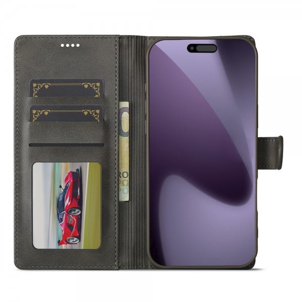 Lc.Imeeke iPhone 17 Pro Etui med Kortlomme stativfunksjon Grå