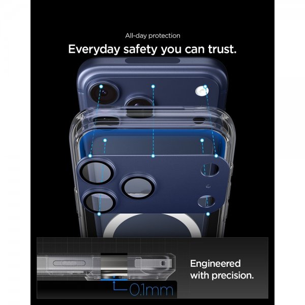 Spigen iPhone 17 Pro Kamerabeskytter Glas.tR EZ Fit Optik Pro XL Blå