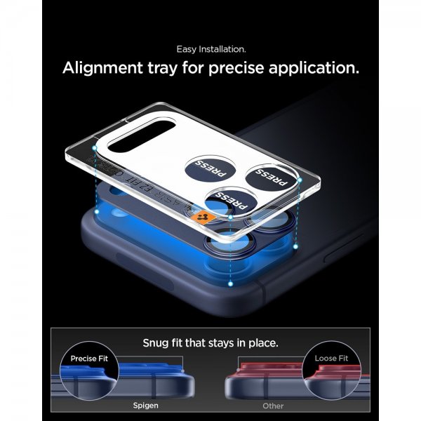 Spigen iPhone 17 Pro Kamerabeskytter Glas.tR EZ Fit Optik Pro XL Blå