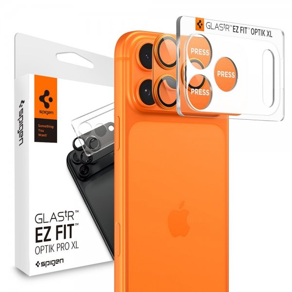 Spigen iPhone 17 Pro Kamerabeskytter Glas.tR EZ Fit Optik Pro XL Oransje