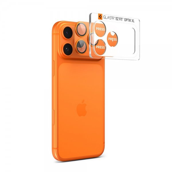 Spigen iPhone 17 Pro Kamerabeskytter Glas.tR EZ Fit Optik Pro XL Oransje