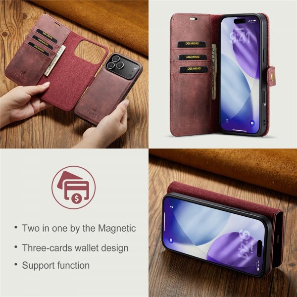 Dg.Ming iPhone 17 Pro Max Etui Avtagbart Deksel Rød