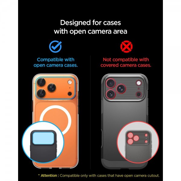 Spigen iPhone 17 Pro Max Kamerabeskytter Glas.tR EZ Fit Optik Pro XL Oransje