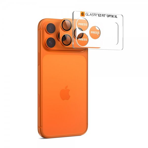 Spigen iPhone 17 Pro Max Kamerabeskytter Glas.tR EZ Fit Optik Pro XL Oransje