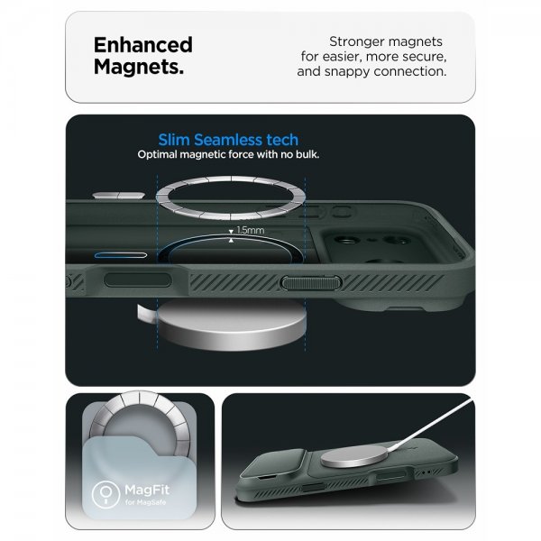 Spigen iPhone 17 Pro Max Deksel Optik Armor MagFit Abyss Green