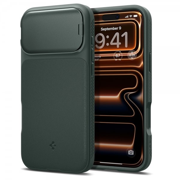 Spigen iPhone 17 Pro Max Deksel Optik Armor MagFit Abyss Green
