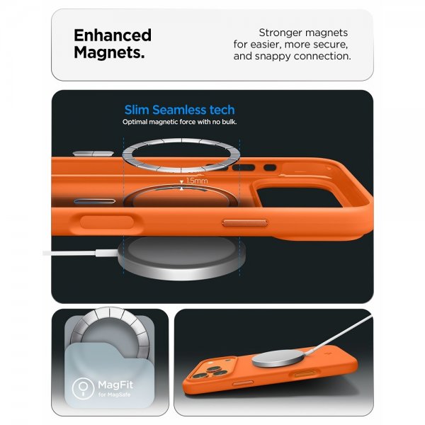 Spigen iPhone 17 Pro Max Deksel Silicone Fit MagFit Cosmic Orange