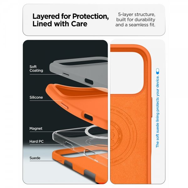 Spigen iPhone 17 Pro Max Deksel Silicone Fit MagFit Cosmic Orange