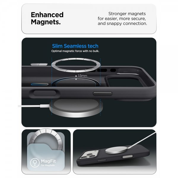 Spigen iPhone 17 Pro Max Deksel Silicone Fit MagFit Svart