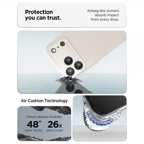 Spigen iPhone 17 Pro Deksel Liquid Air Natural Titanium