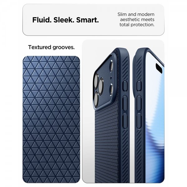 Spigen iPhone 17 Pro Deksel Liquid Air Navy Blue