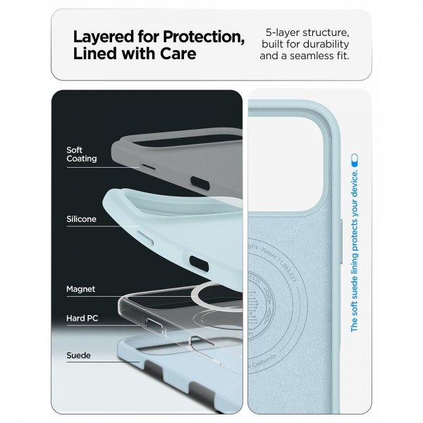 Spigen iPhone 17 Pro Deksel Silicone Fit MagFit Mute Blue