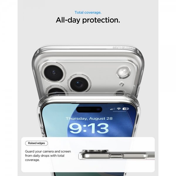 Spigen iPhone 17 Pro Deksel Ultra Hybrid Crystal Clear