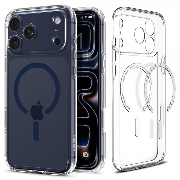 Spigen iPhone 17 Pro Deksel Ultra Hybrid MagFit Clear Deep Blue