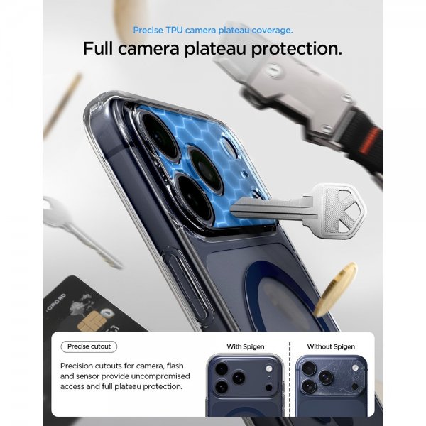 Spigen iPhone 17 Pro Deksel Ultra Hybrid MagFit Clear Deep Blue
