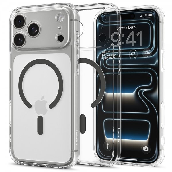 Spigen iPhone 17 Pro Deksel Ultra Hybrid MagFit Clear Graphite