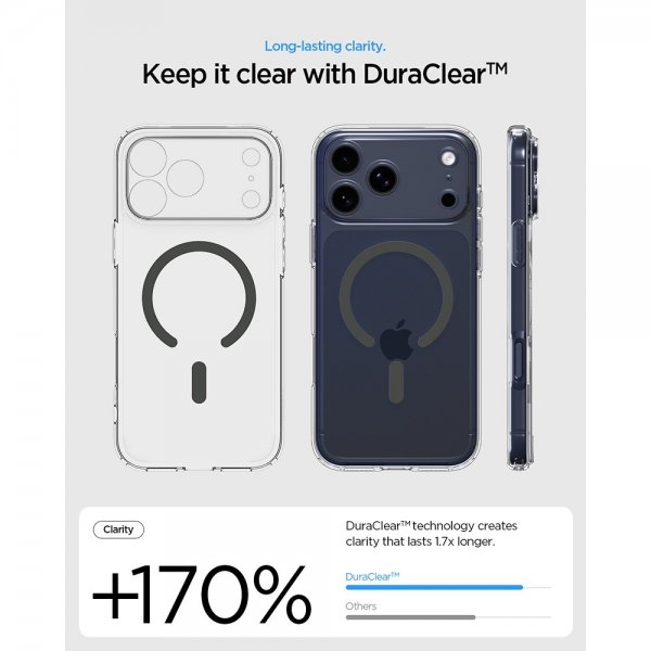 Spigen iPhone 17 Pro Deksel Ultra Hybrid MagFit Clear Graphite